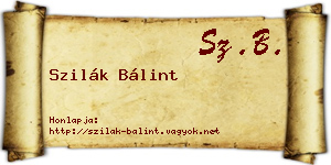 Szilák Bálint névjegykártya
